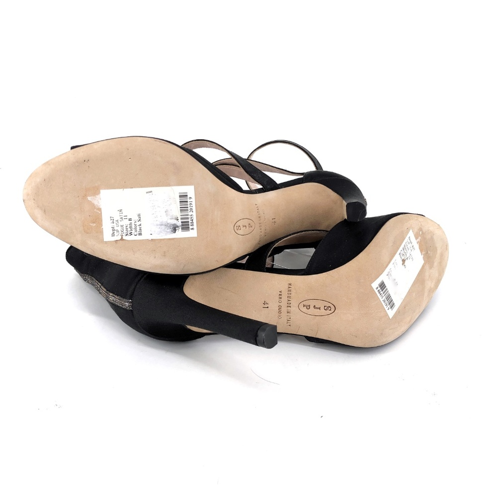 SJP Fugue Rhinestone Satin Strappy Heeled Sandals - Picture 7 of 8